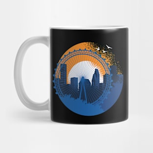 Retro 80 Style Houston Skyline Mug